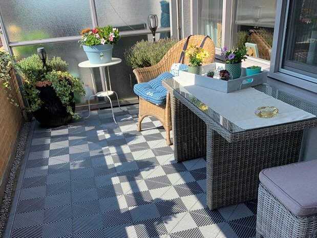 BoDeck Standard Balkonvloertegel &ndash; Open Drainage Kliktegel (PP)| Zwart