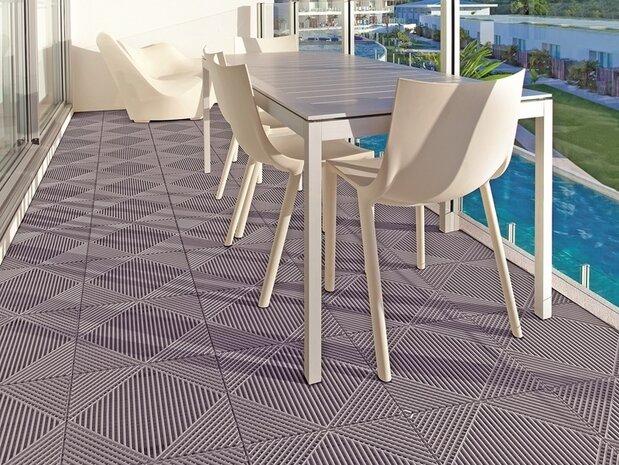 BoDeck Classic balkonvloeren 18 mm &ndash; open kliktegels | Wit-Alu