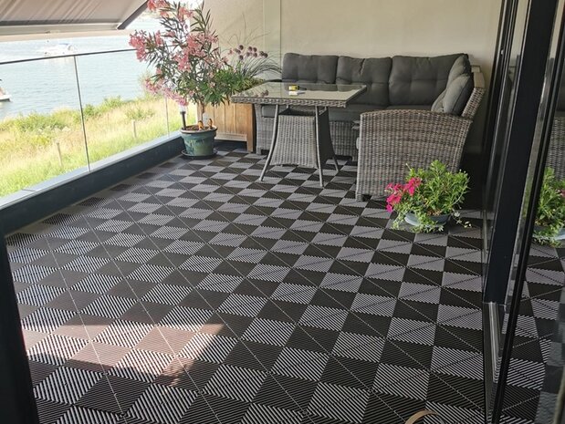 BoDeck Trend balkonvloeren 18 mm &ndash; open kliktegels | Grijsbruin