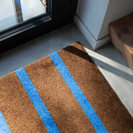 ColorStar- Lines- binnendeurmat-bruin-koningsblauw-60x85 cm