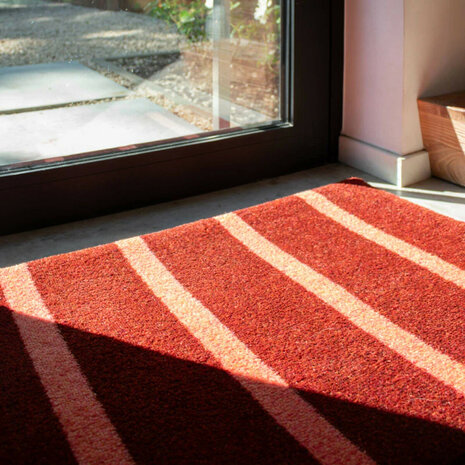 ColorStar- Lines- binnendeurmat-bruin-zalm-85x115 cm