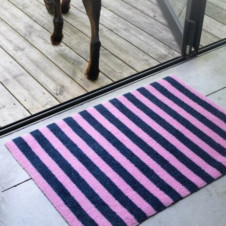 ColorStar- Stripes- binnendeurmat-rose-marine-60x85 cm