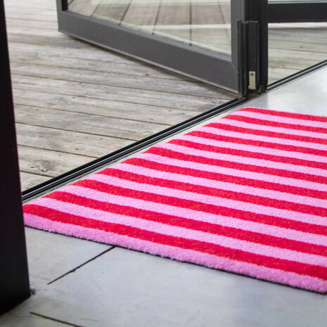 ColorStar- Stripes- binnendeurmat-rose-rood-60x85 cm