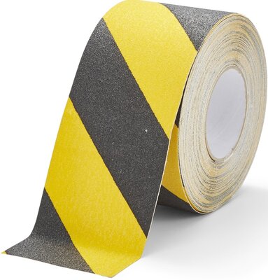 Bande antidérapante grain fin 100 mm noir-jaune
