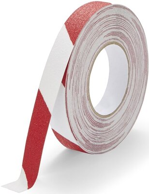 Bande antidérapante grain fin 25 mm rouge-blanc
