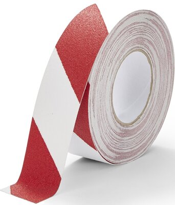 Bande antidérapante grain fin 50 mm rouge-blanc
