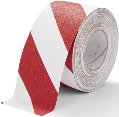 Bande antidérapante grain fin 100 mm rouge-blanc
